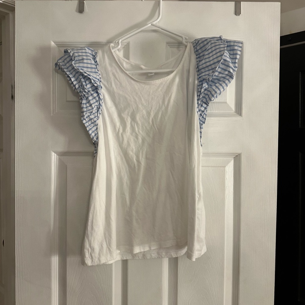 Charter Club White Flutter Sleeve Ruffled T-Shirt